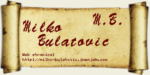 Milko Bulatović vizit kartica